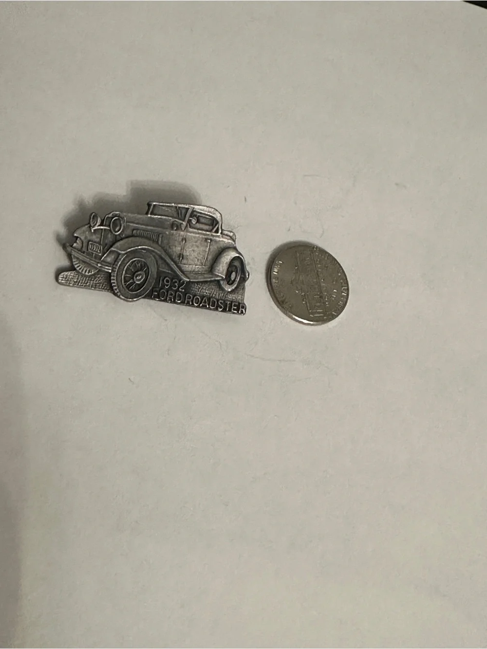 1932 Ford Roadster Car Brooch Pin Silver Tone Vintage Automobile Collectible